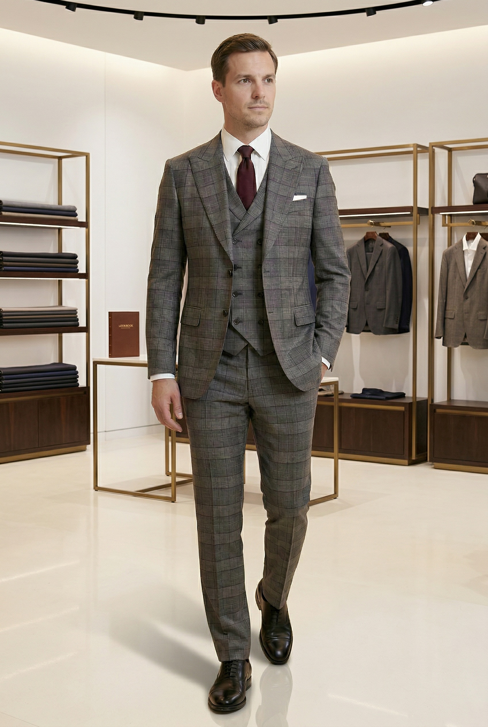Grey Windowpane Three-Piece made-to-measure suit