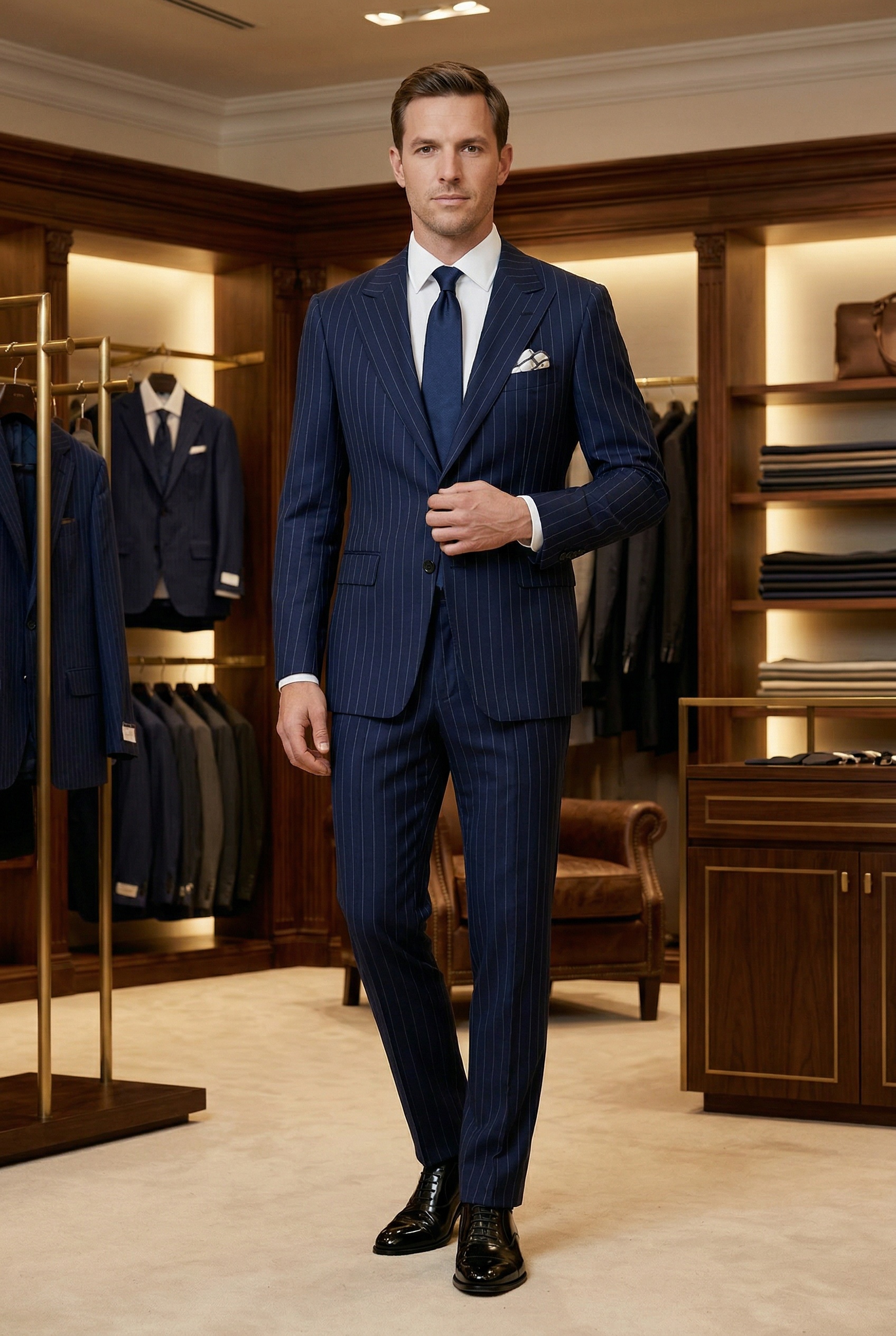 Navy Pinstripe made-to-measure suit